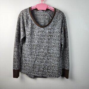 Share Athleta Women's Lg Brown Herringbone Pattern Long Sleeve Crew Neck Coronad